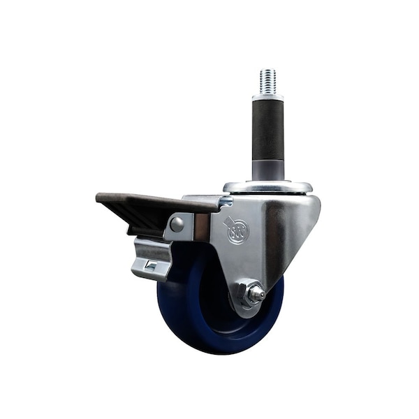 3'' Solid Poly Swivel 1'' Expanding Stem Caster with Brake